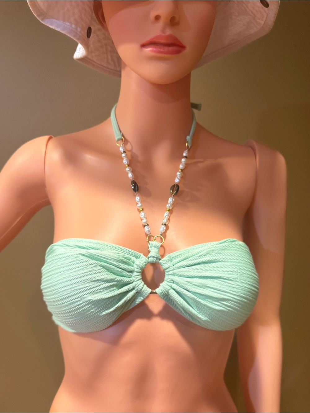 Mint Strapless Ring-Front Bikini Top